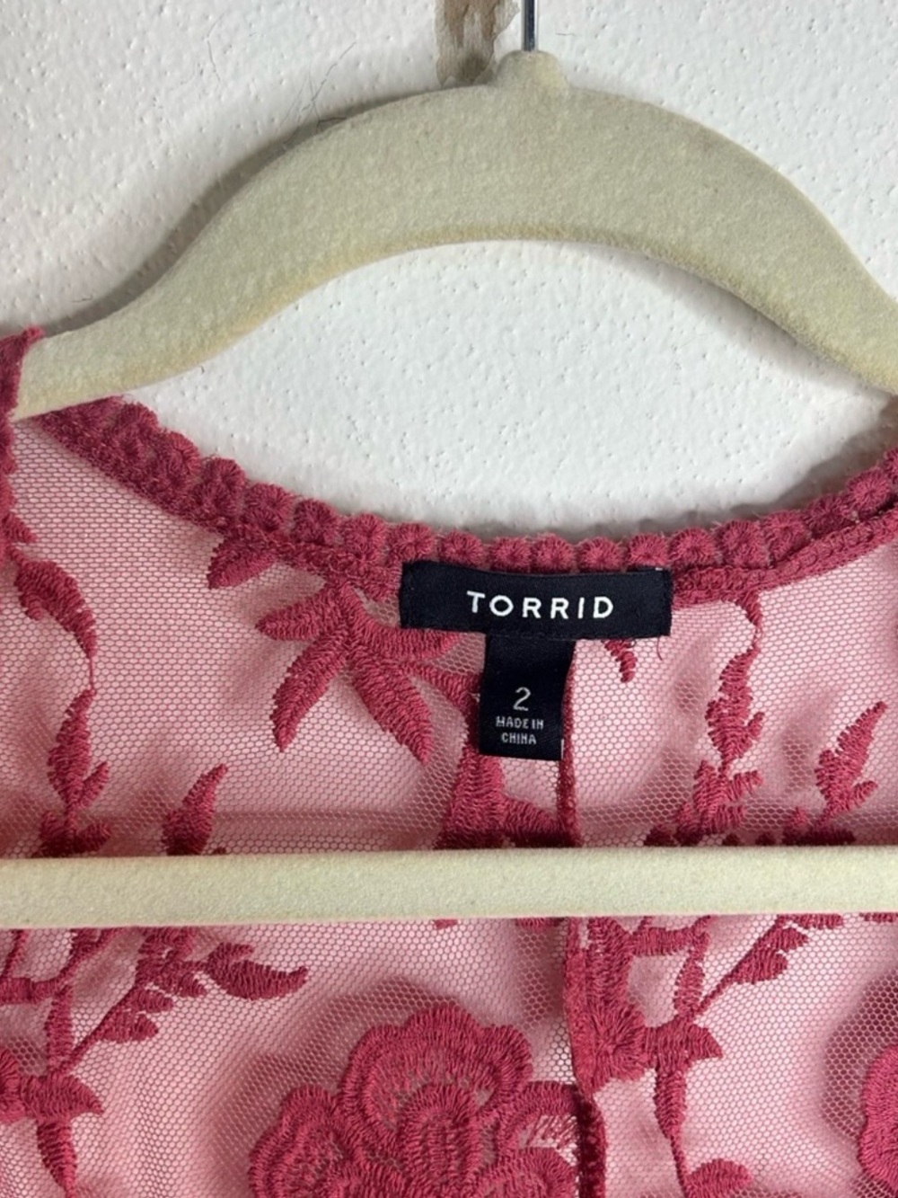 Torrid 2x Floral Lace Robe Deep Pink Cotton Blend Duster Maxi Plus Size Boho - Picture 3 of 7
